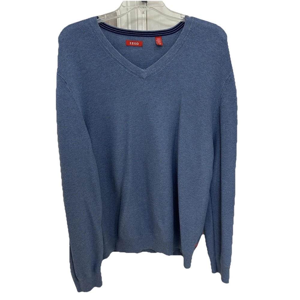 Izod Men's Premium Essentials V-neck Sweater In A Blue Color. Size XL EUC